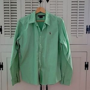 Ralph Lauren Woman's Size 14 Oxford Shirt Green
